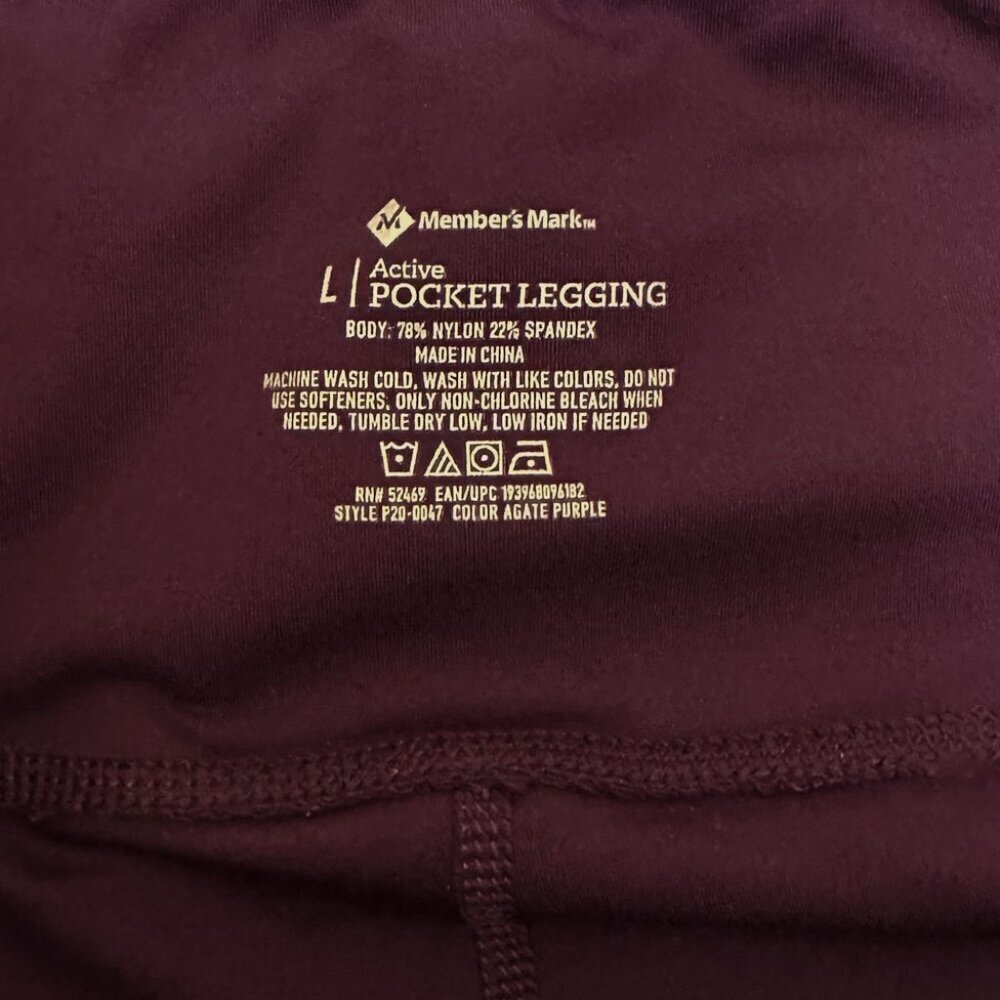 Active Pocket Stretch Leggings, Purple, Size L, EUC - Picture 3 of 3